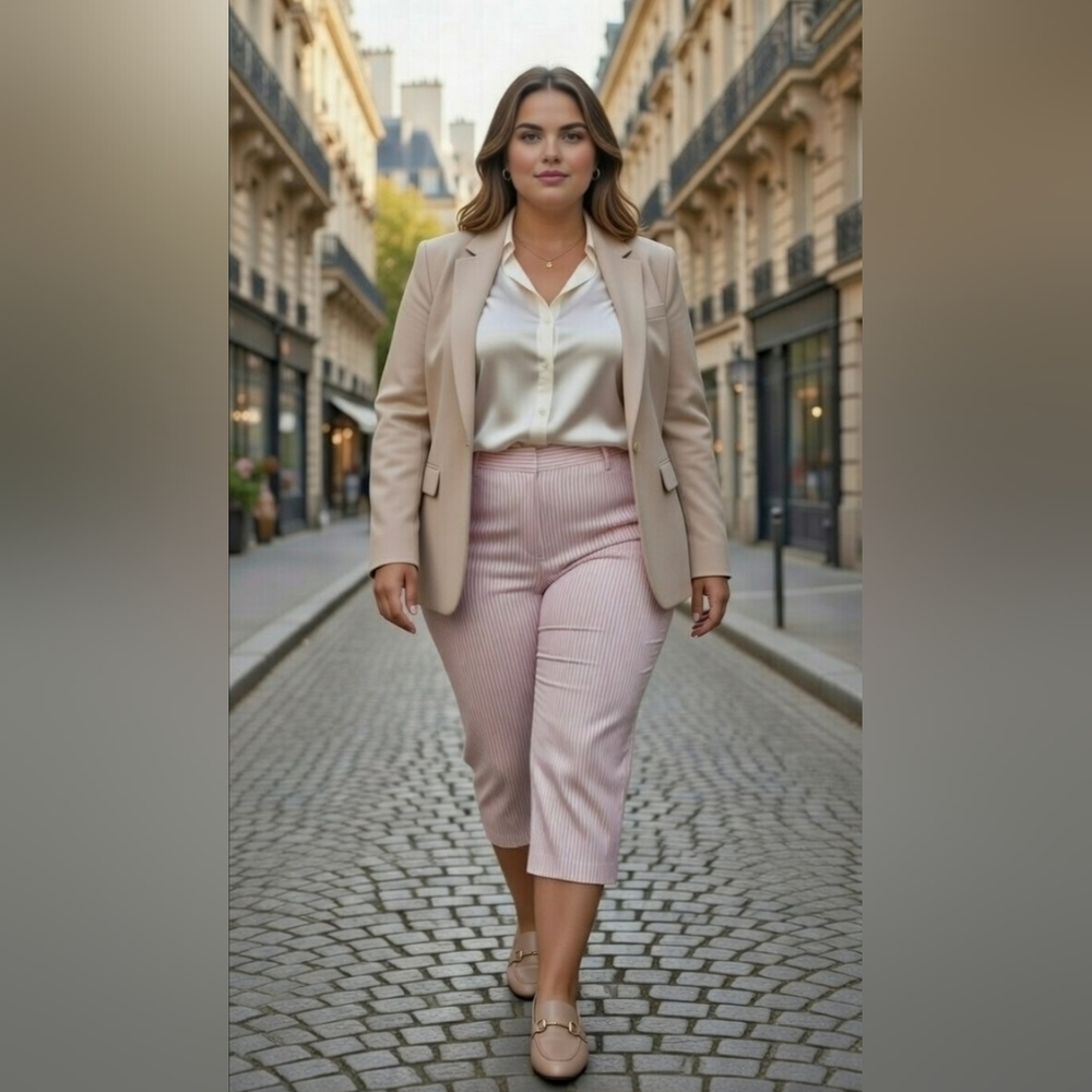 NWT High-Rise Capri Pants Stripes Elegant Chic Trendy Beach Cruise